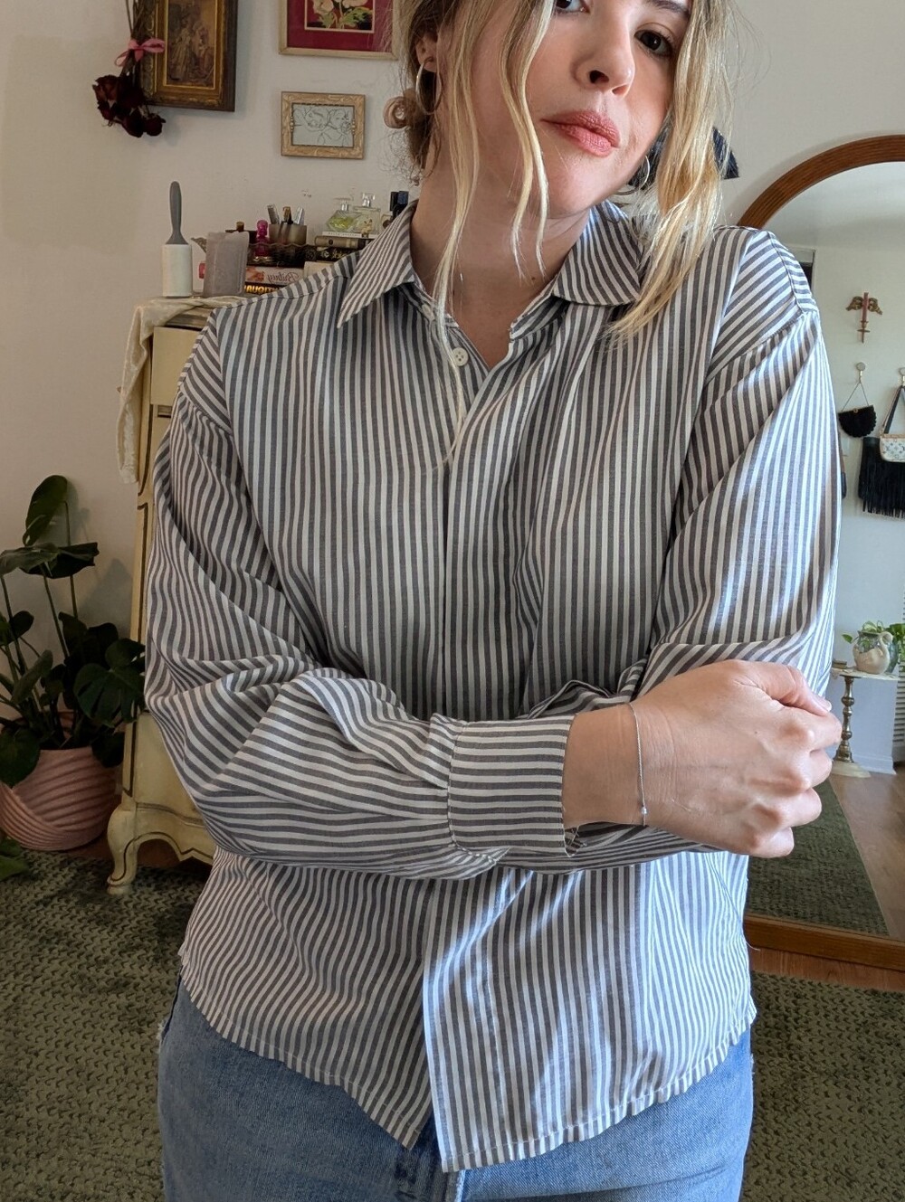 90s VTG Striped Button Down Shirt